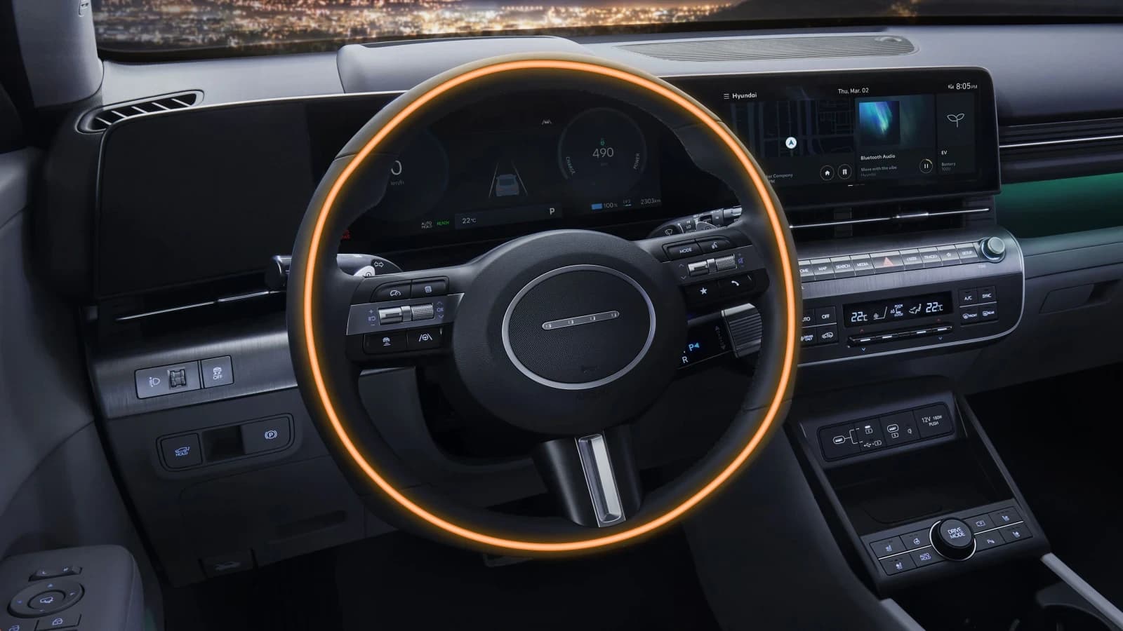 Intérieur du Hyundai KONA Electric — cockpit numérique