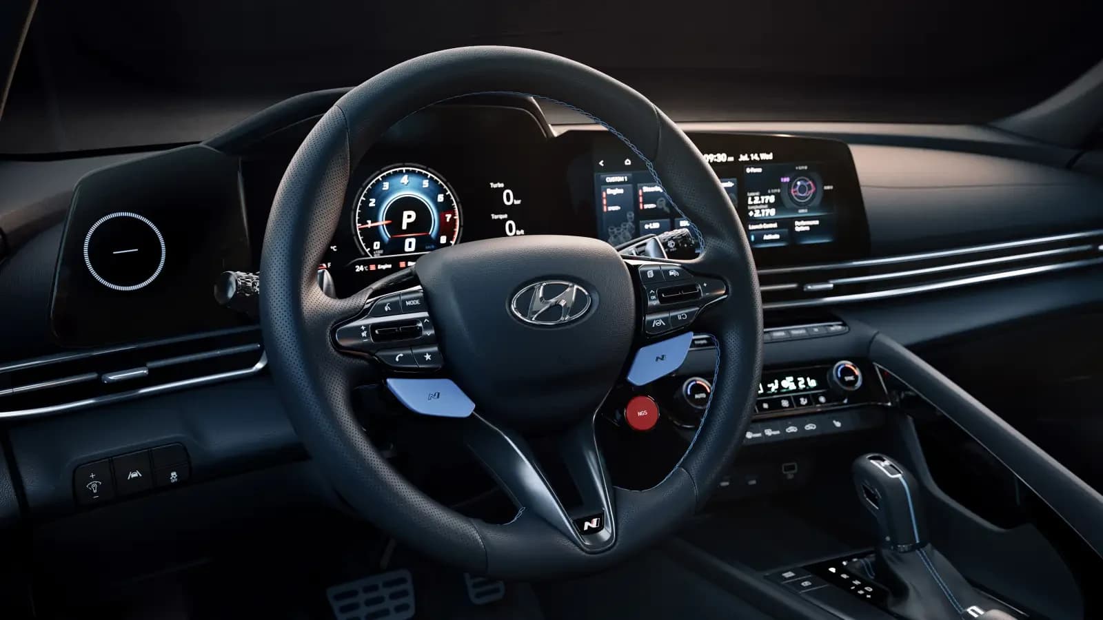 Interior of the 2026 Hyundai ELANTRA N — driver‑oriented cockpit