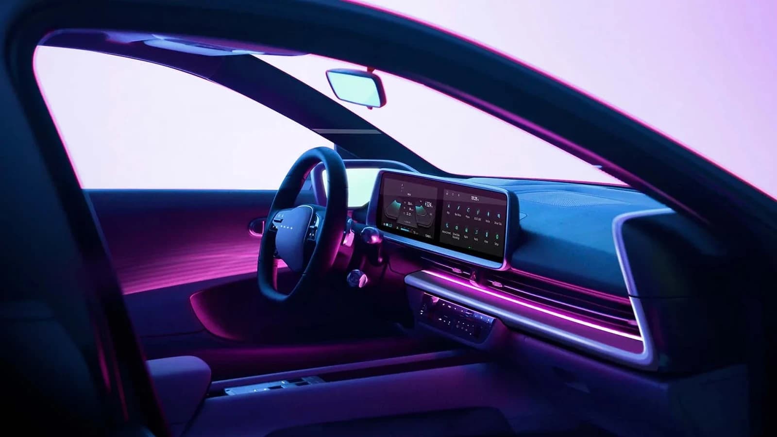 Intérieur du Hyundai IONIQ 6 — cockpit numérique